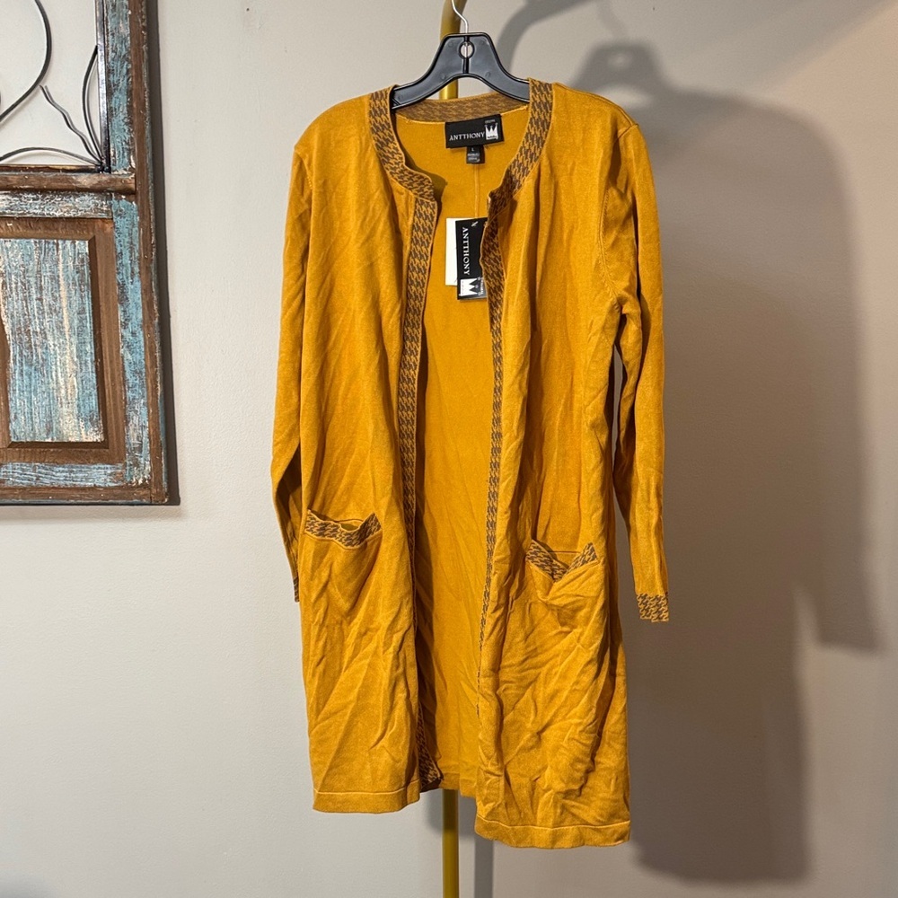 Antthony Mustard Knit cardigan with matching skirt NWT L